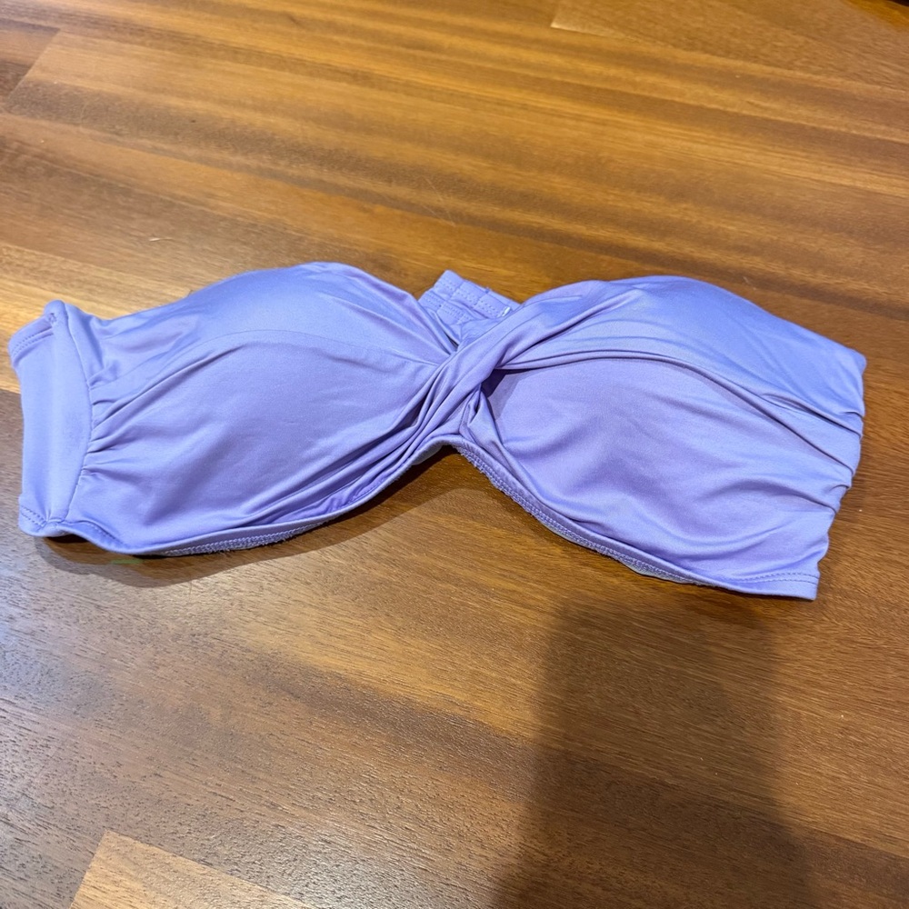 SOLD  Purple Bandeau Bikini Top Size XL Strapless Twist Front Pre-Owned